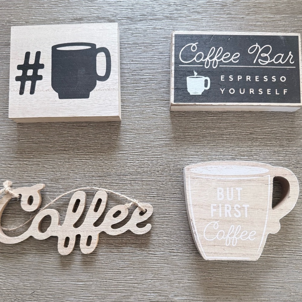 Rustic Coffee Bar mini Wooden Sign Set